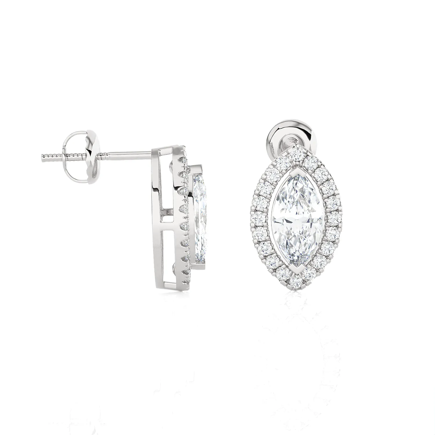 1 1/4 ctw Marquise-Shaped Lab Grown Diamond Halo Stud Earrings