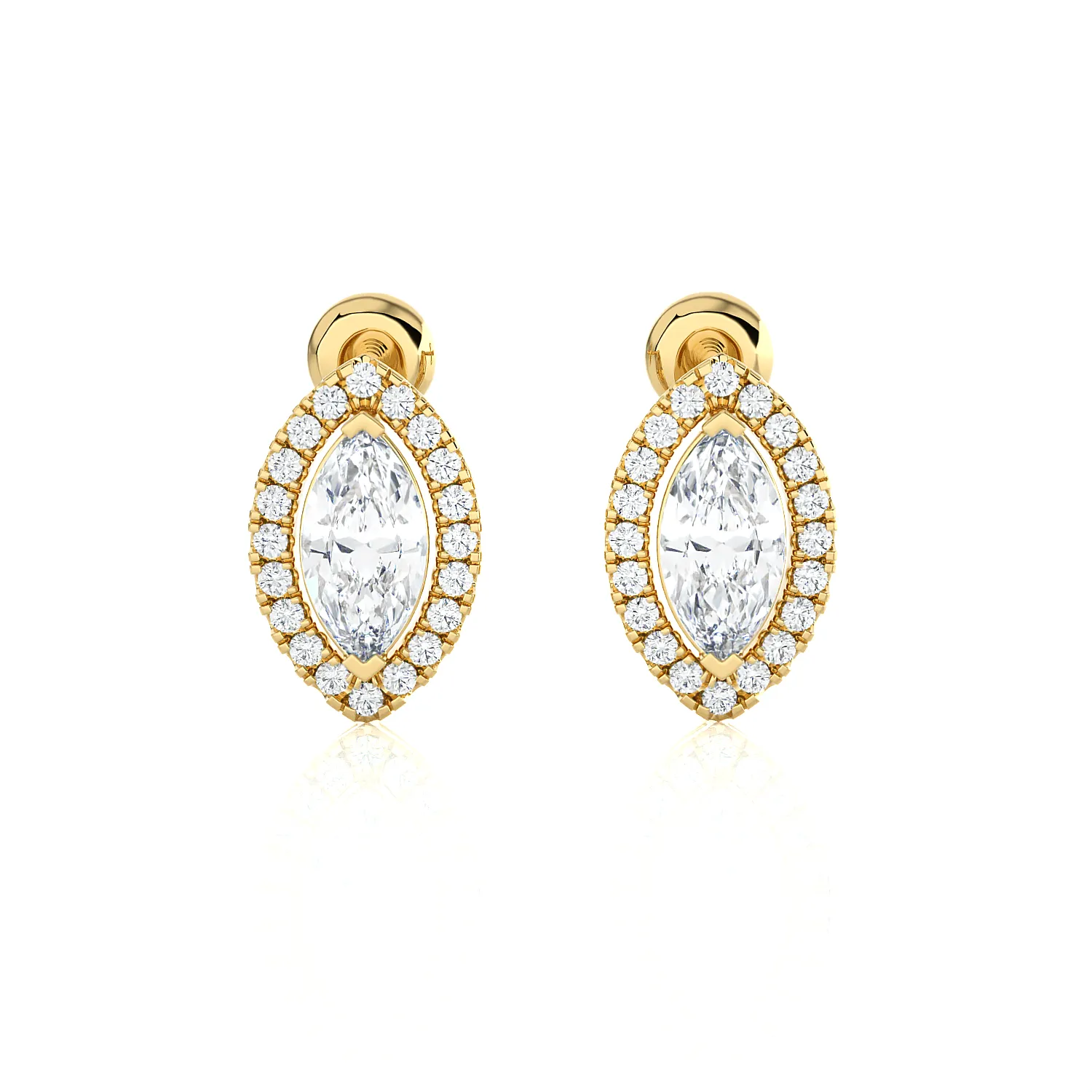 1 1/4 ctw Marquise-Shaped Lab Grown Diamond Halo Stud Earrings