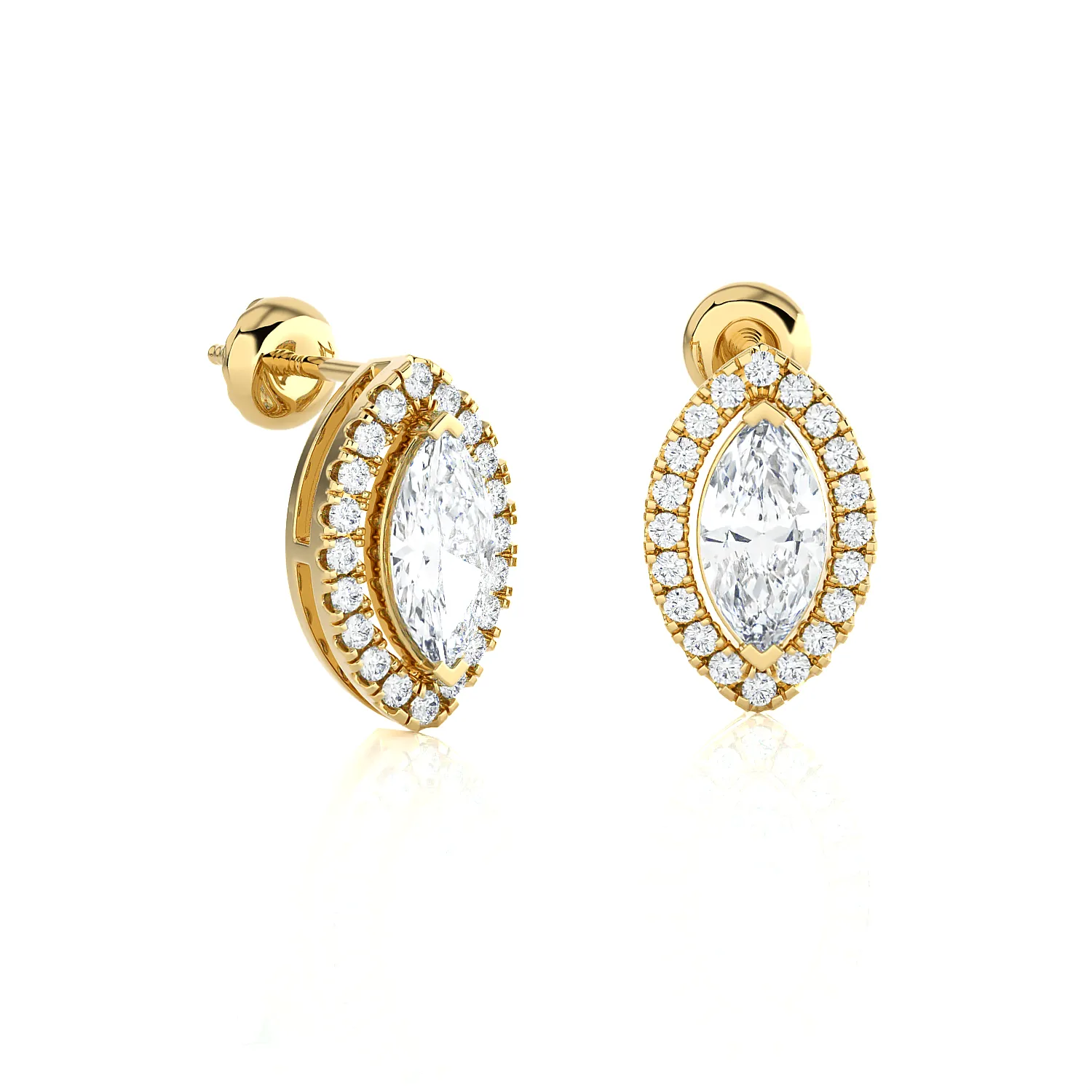 1 1/4 ctw Marquise-Shaped Lab Grown Diamond Halo Stud Earrings