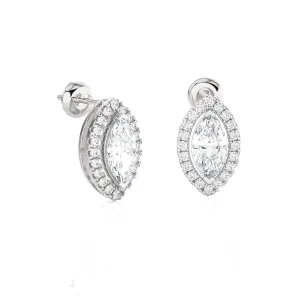 1 1/4 ctw Marquise-Shaped Lab Grown Diamond Halo Stud Earrings