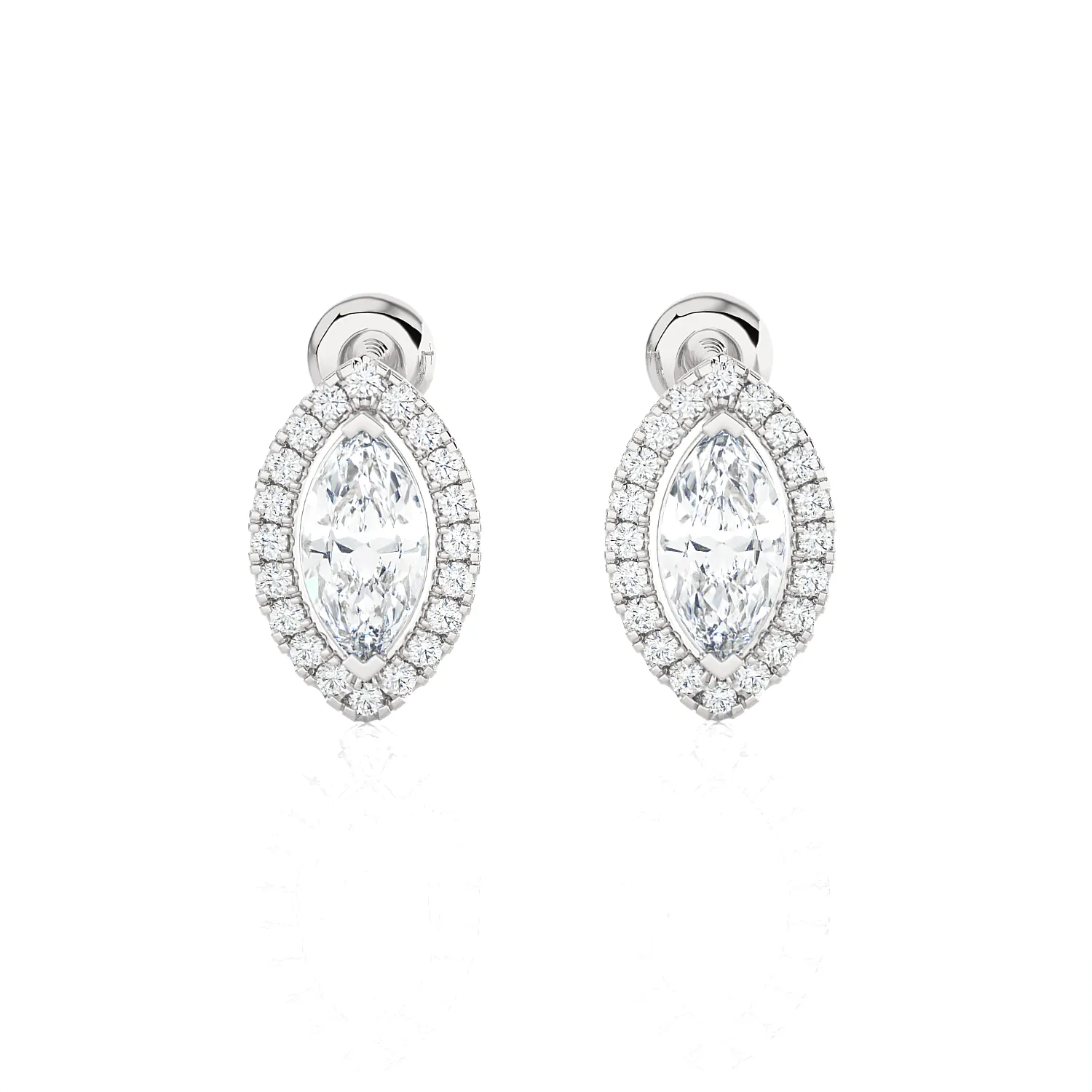 1 1/4 ctw Marquise-Shaped Lab Grown Diamond Halo Stud Earrings