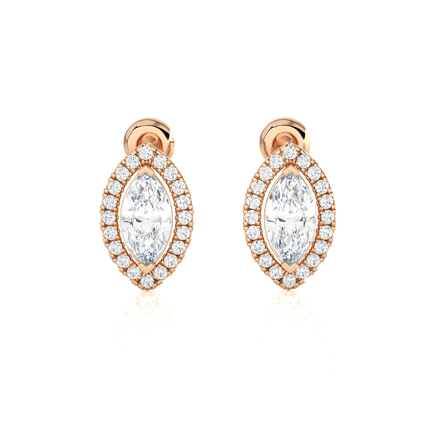 1 1/4 ctw Marquise-Shaped Lab Grown Diamond Halo Stud Earrings