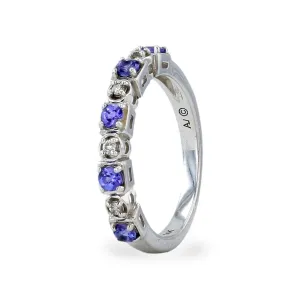 10K White gold Tanzanite and diamonds wedding band-224856