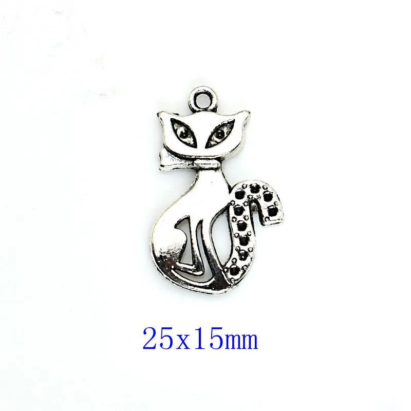 10pcs Mixed Tibetan Silver Plated Cat Soccer Tree of Life Charms Pendants