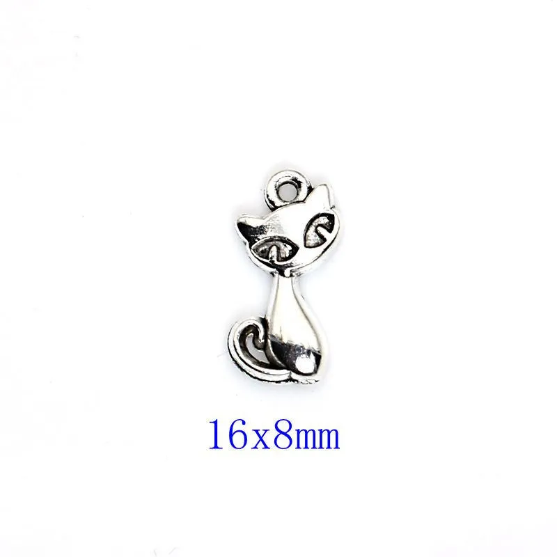 10pcs Mixed Tibetan Silver Plated Cat Soccer Tree of Life Charms Pendants