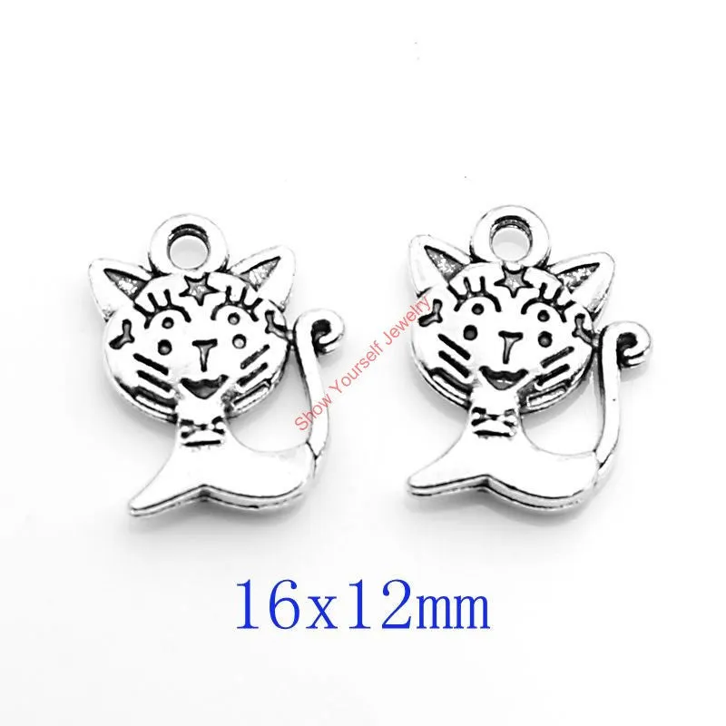 10pcs Mixed Tibetan Silver Plated Cat Soccer Tree of Life Charms Pendants