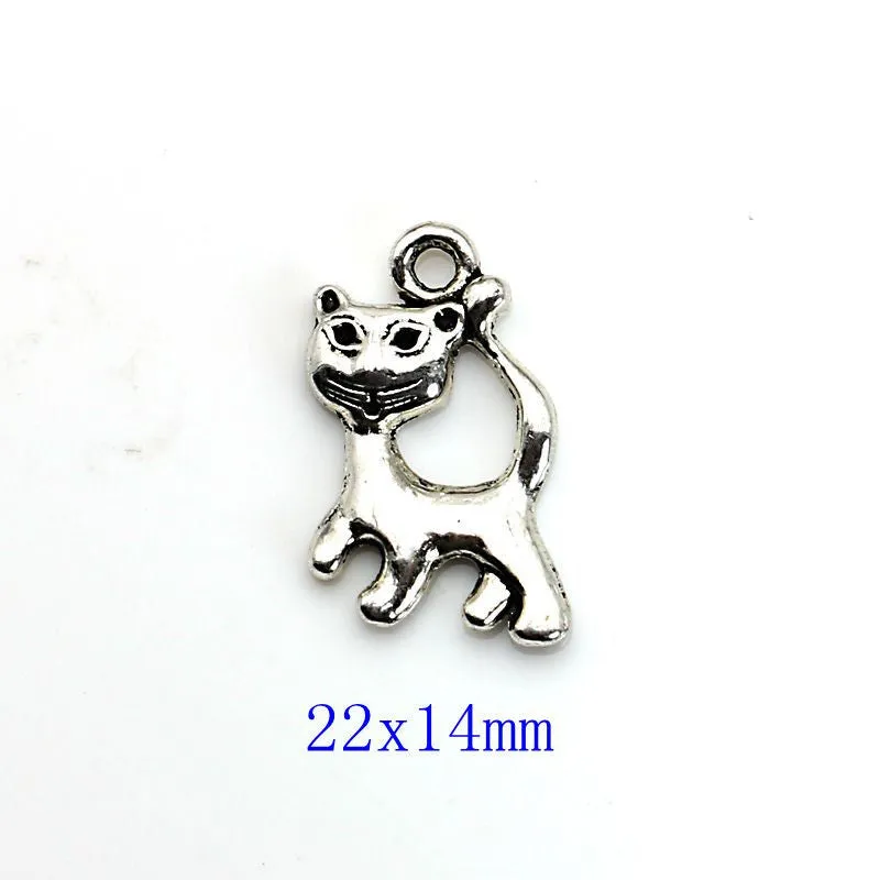 10pcs Mixed Tibetan Silver Plated Cat Soccer Tree of Life Charms Pendants