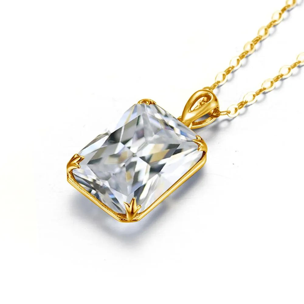 14K Gold Color 925 Sterling Rectangle Pendant