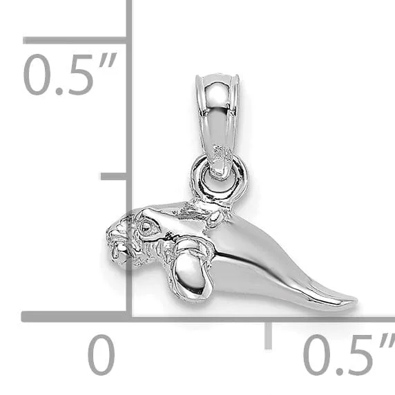 14K White Gold 3-Dimensional Polished Finish Small Size Swimming Manatee Design Charm Pendant