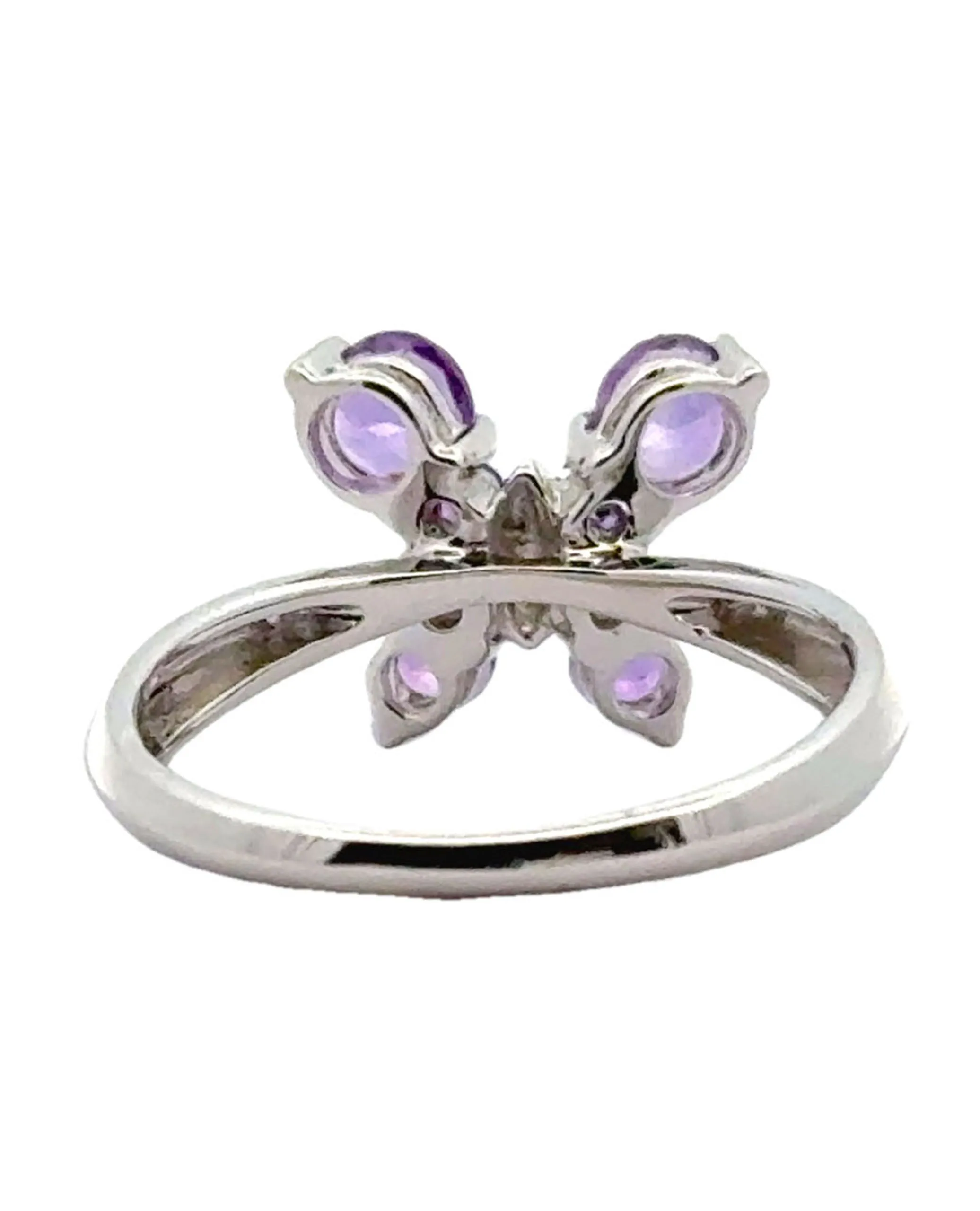 14K White Gold Amethyst Butterfly Ring