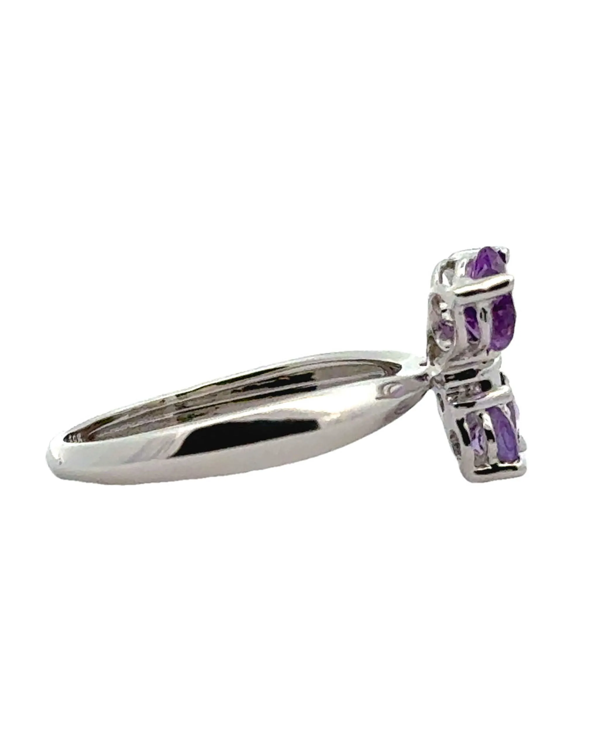 14K White Gold Amethyst Butterfly Ring