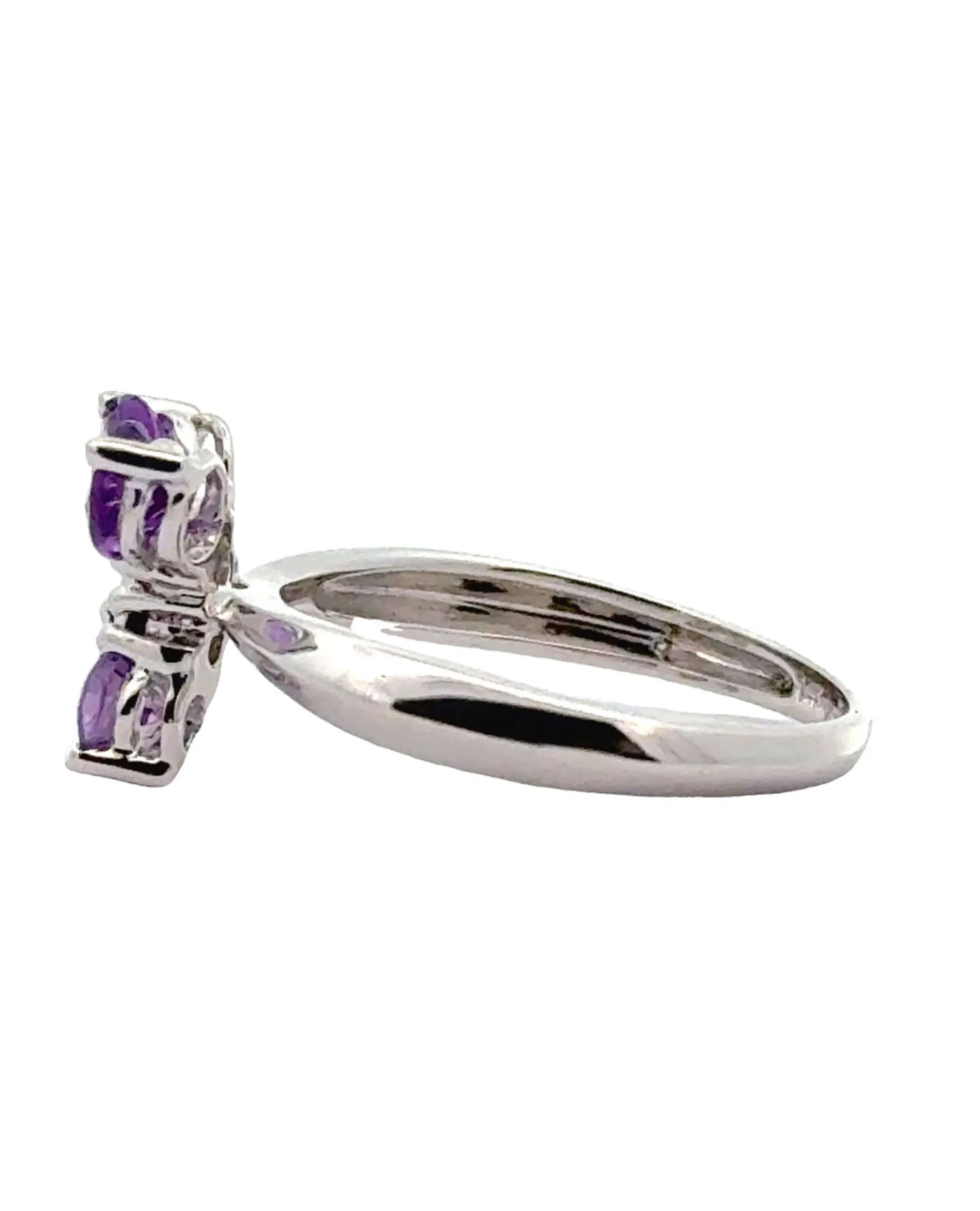 14K White Gold Amethyst Butterfly Ring