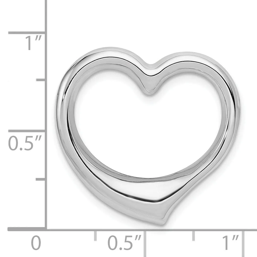 14k White Gold Heart Hollow Pendant Slide