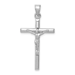 14k White Gold Hollow Cross Crucifix Pendant