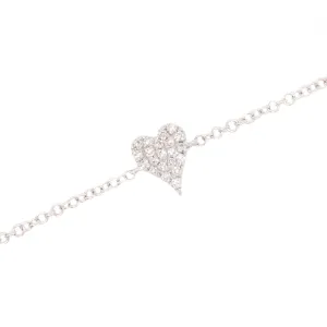 14k White Gold Mini Diamond Heart Bracelet