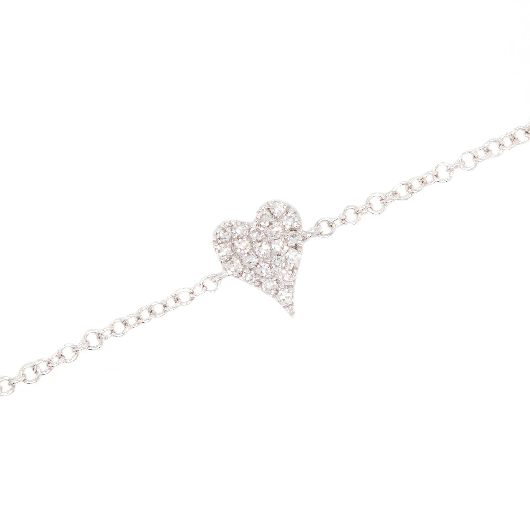 14k White Gold Mini Diamond Heart Bracelet