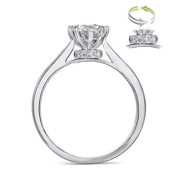 14k White Gold Octagon Cut Hidden Halo Moissanite Ring 1ct