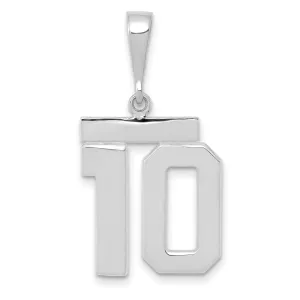 14k White Gold Polished Finish Medium Size Number 10 Charm Pendant