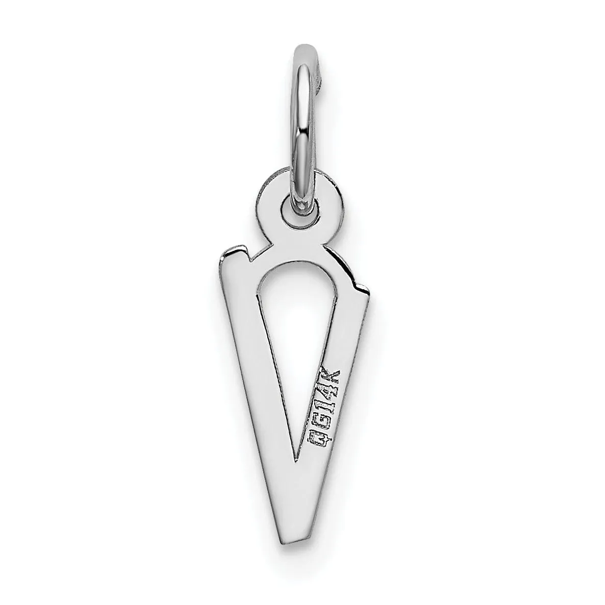 14k White Gold Small Slanted Block Letter V Initial Pendant