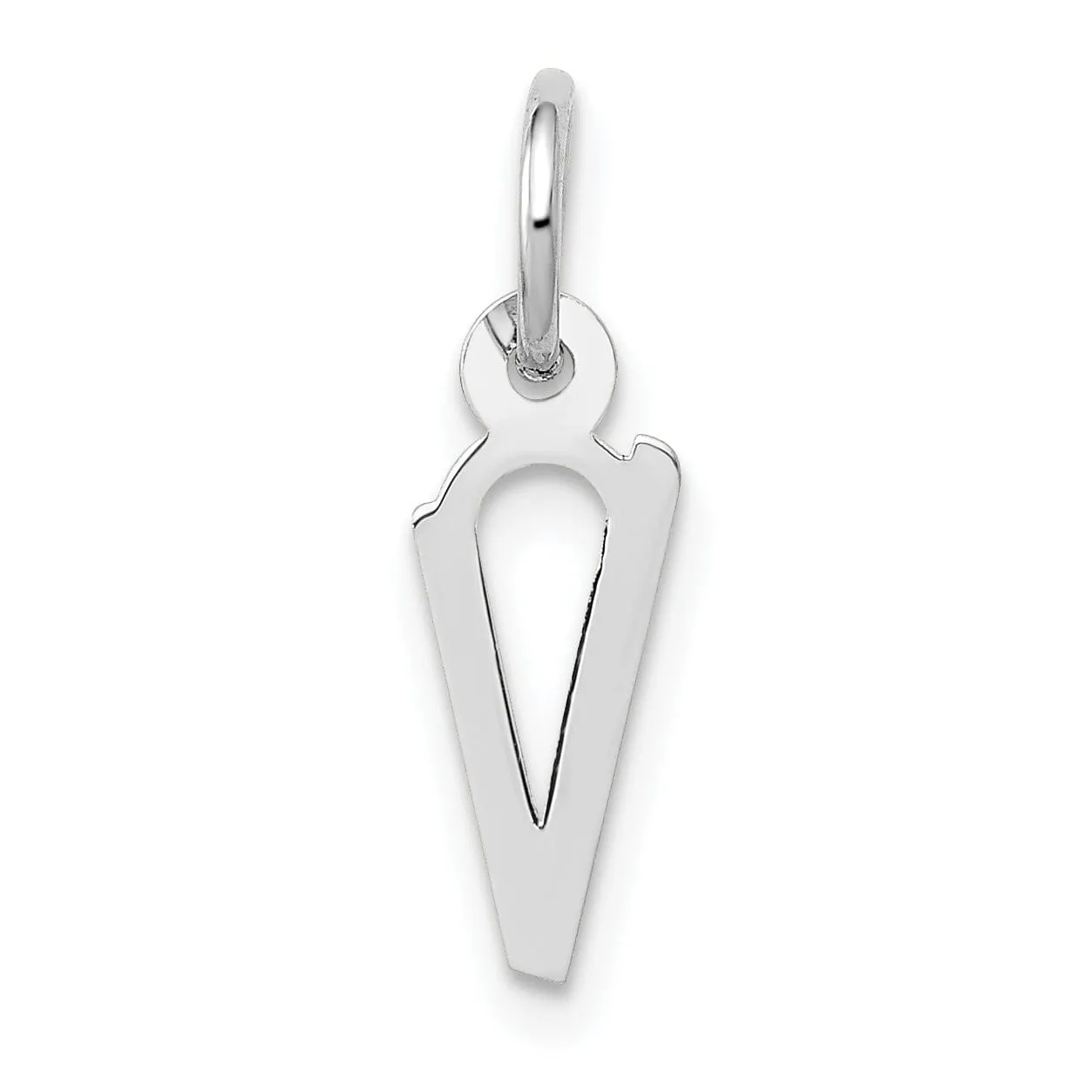 14k White Gold Small Slanted Block Letter V Initial Pendant