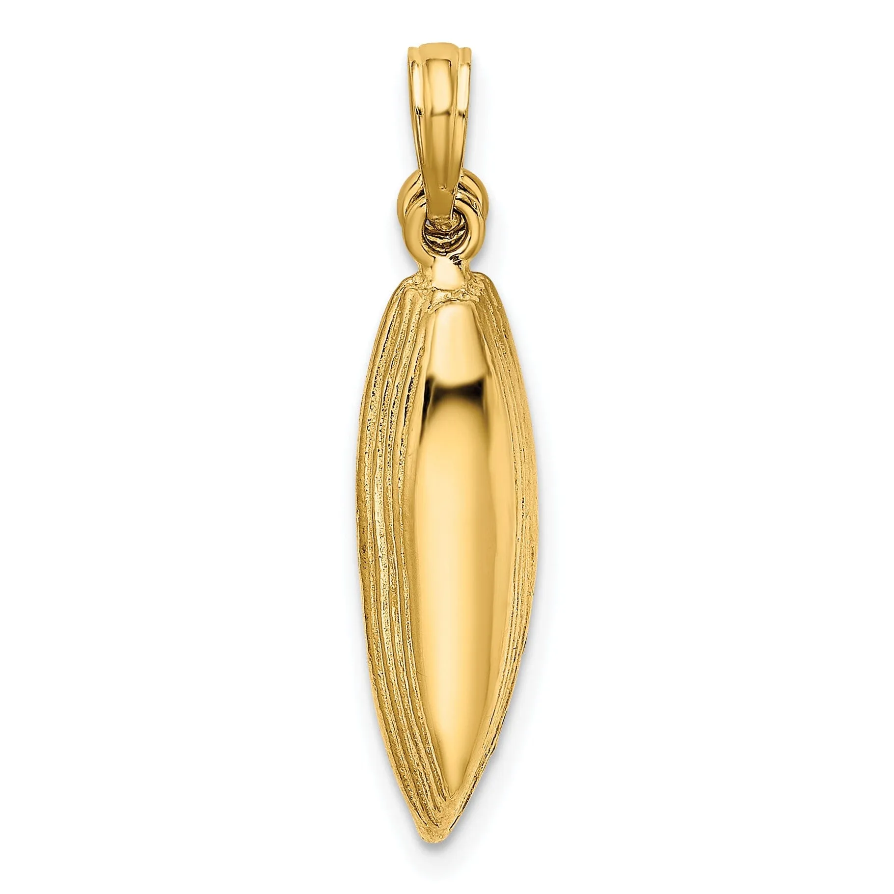 14K Yellow Gold 3-Dimensional Boat Polish Finish With Dangling Oars Charm Pendant