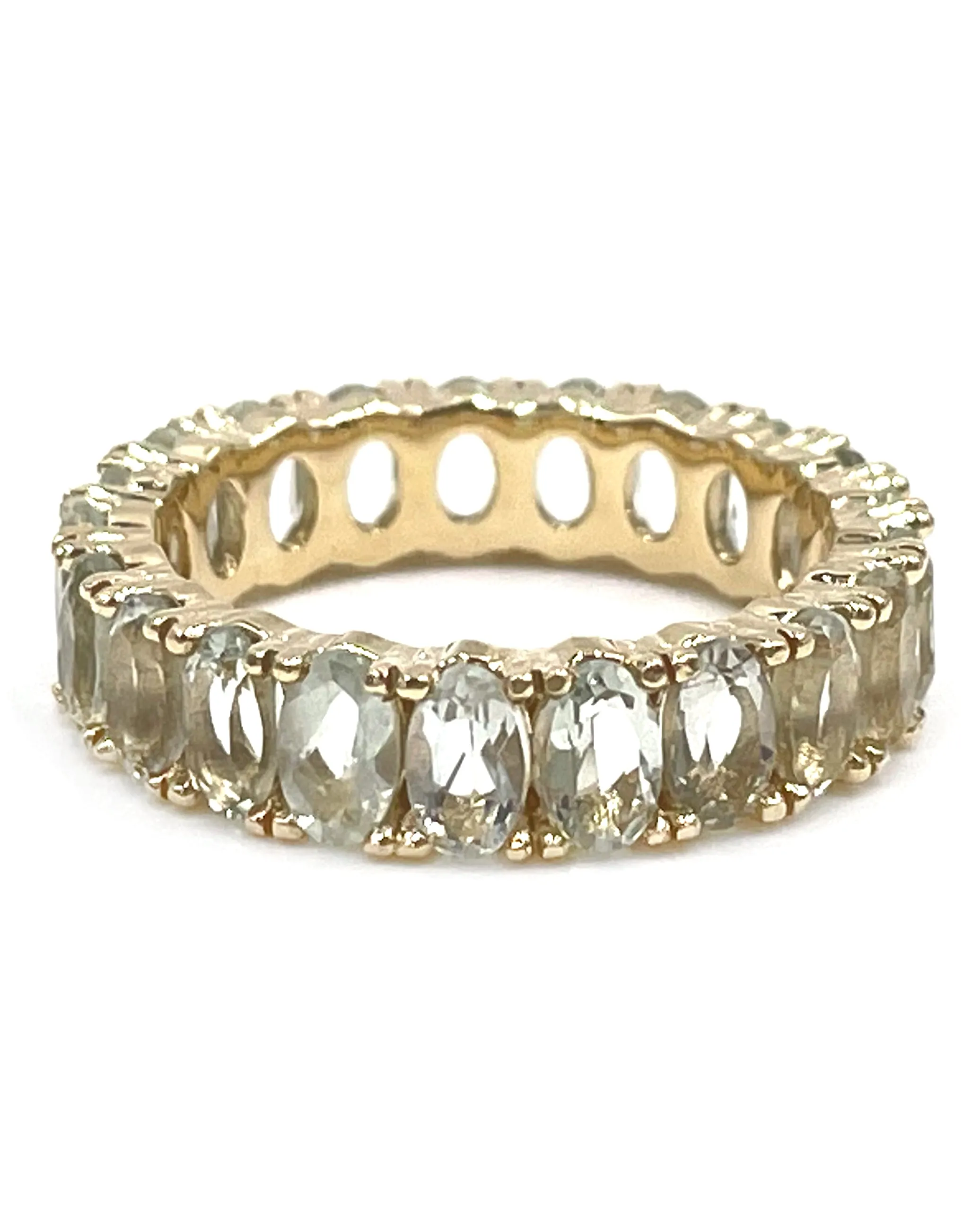 14K Yellow Gold Eternity Band with Green Amethysts