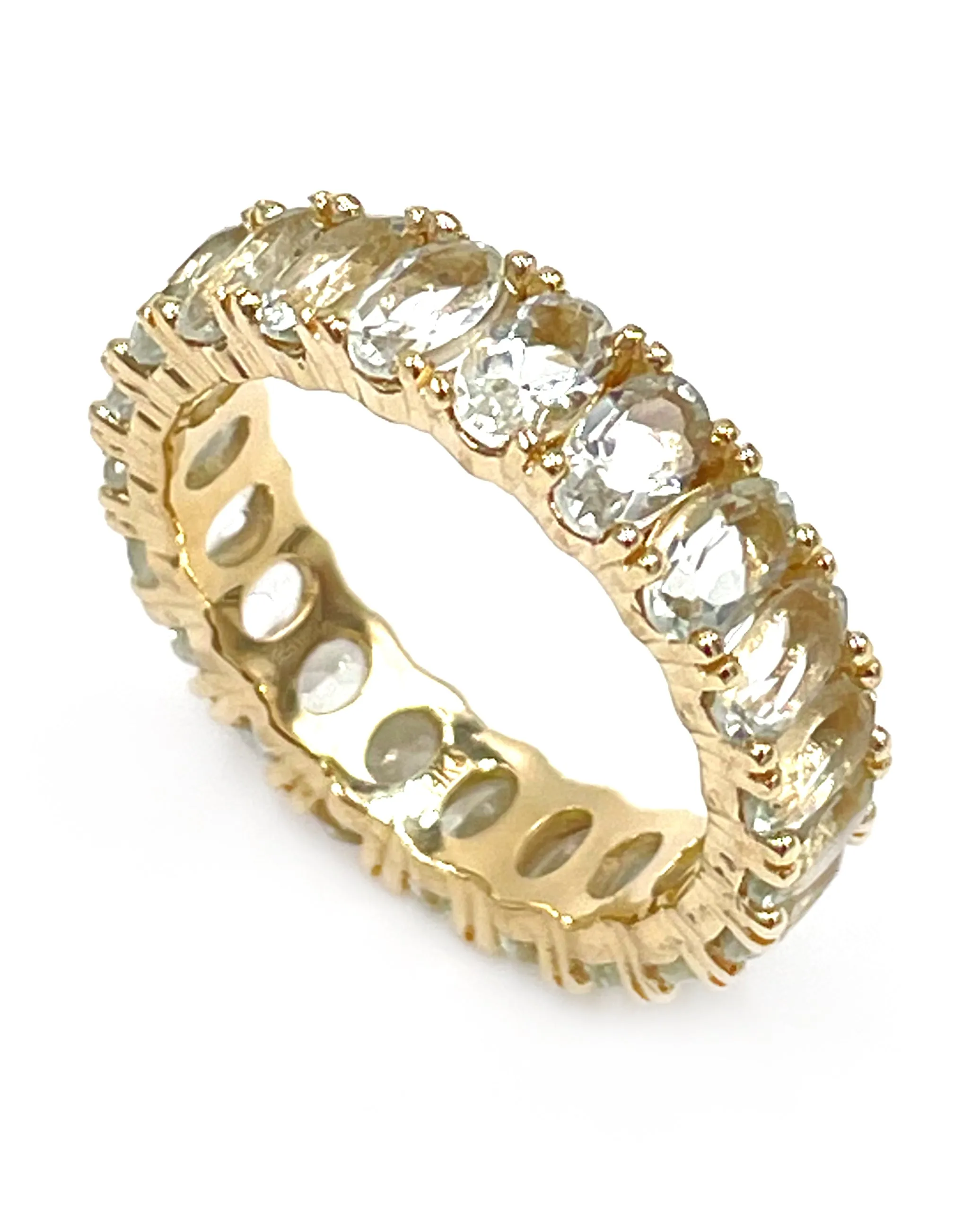 14K Yellow Gold Eternity Band with Green Amethysts