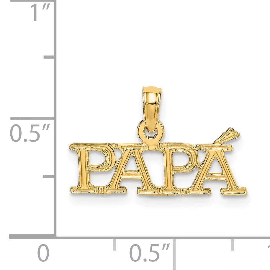 14k Yellow Gold PAPA Design Charm Pendant