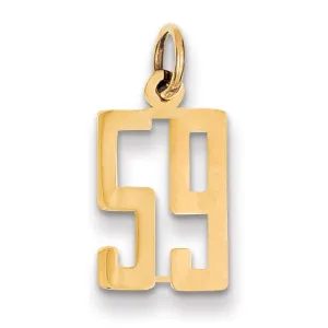 14K Yellow Gold Polished Finish Small Size Elongated Shape Number 59 Charm Pendant