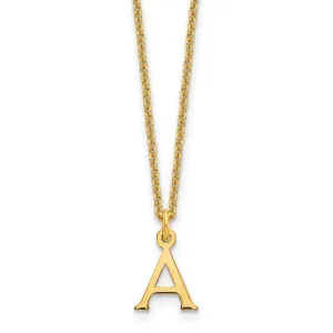 14k Yellow Gold Tiny Cut Out Block Letter B Initial Pendant and Necklace