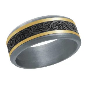 14K Yellow Gold with Carbon Fiber Ring from the Tantalum Collection by Malo - MRDTC-026-8YB