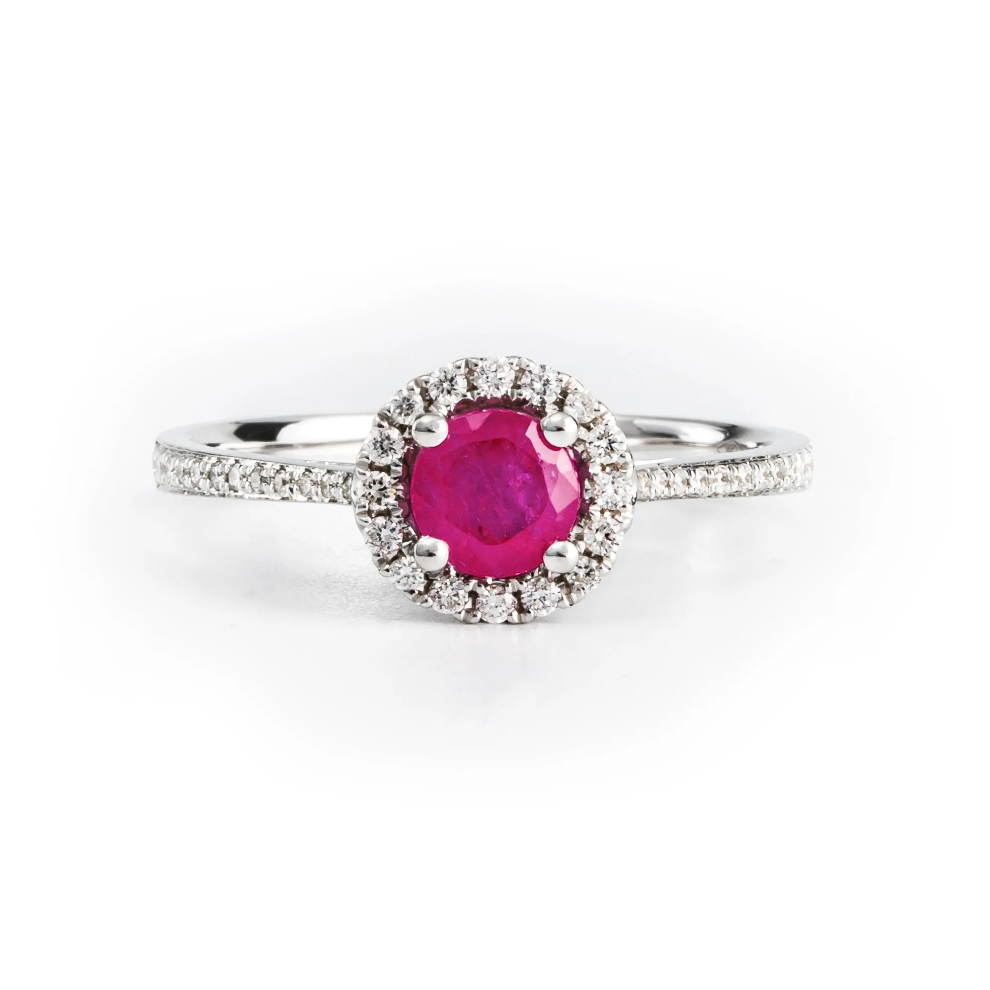 18K White Gold 0.74ct Ruby and Diamond Engagement Ring - 20690946