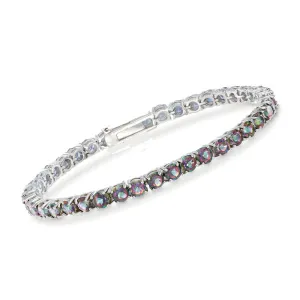 18kt White Gold Plated 14.5ctw Mystic Topaz Tennis Bracelet