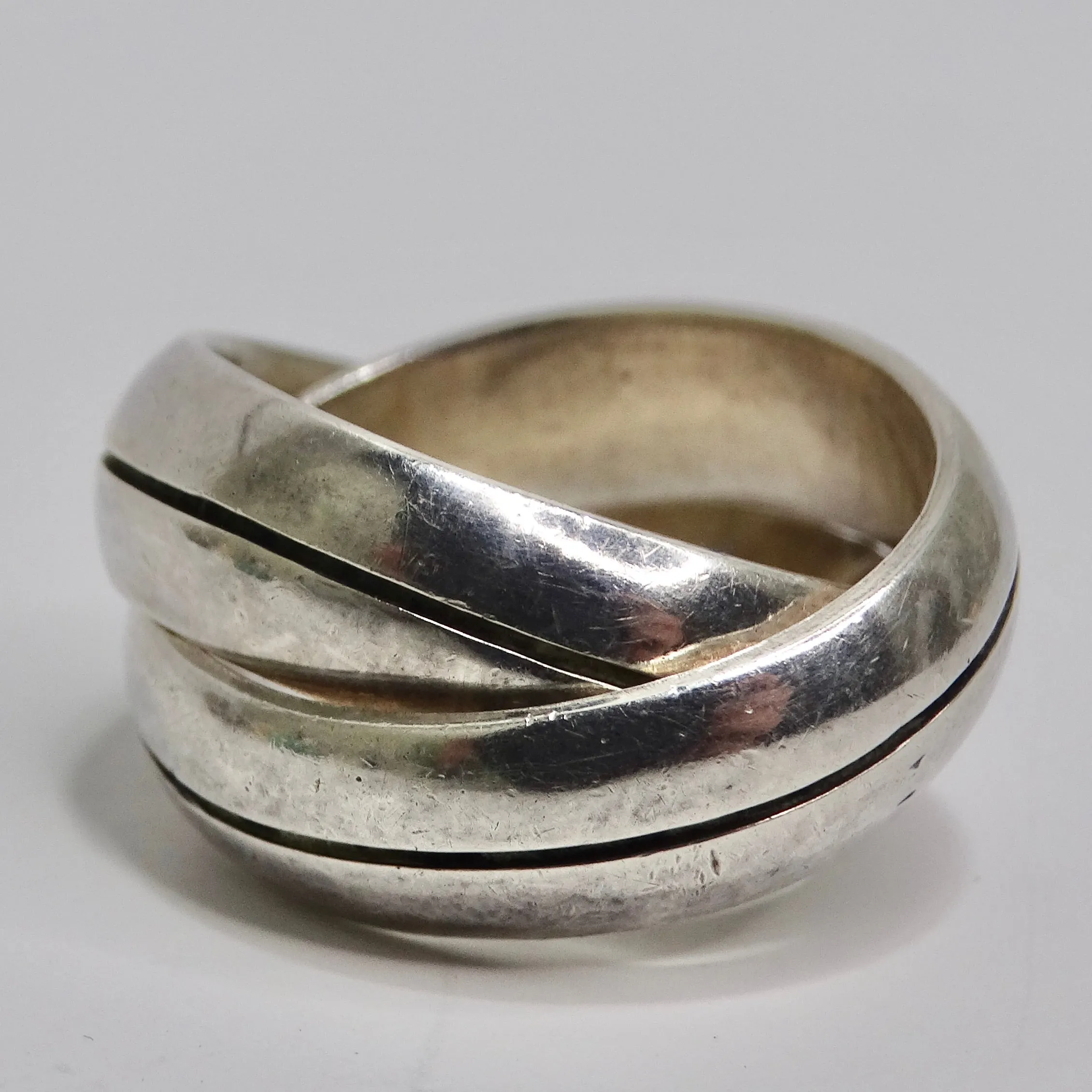 1970 Silver 925 Cartier Style Double Band Ring