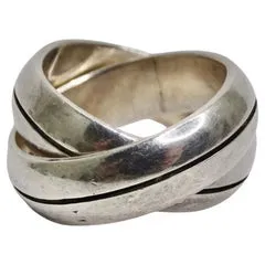 1970 Silver 925 Cartier Style Double Band Ring