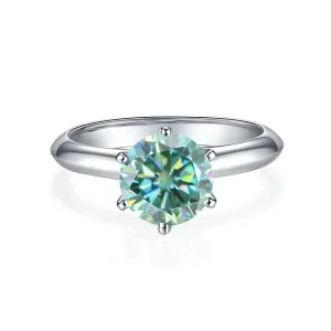 3ct Round Green Diamond Solitaire Engagement Rings