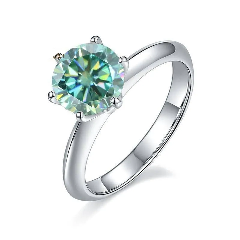 3ct Round Green Diamond Solitaire Engagement Rings