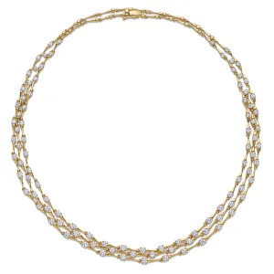 7.84ctw Three-Row Diamond Necklace