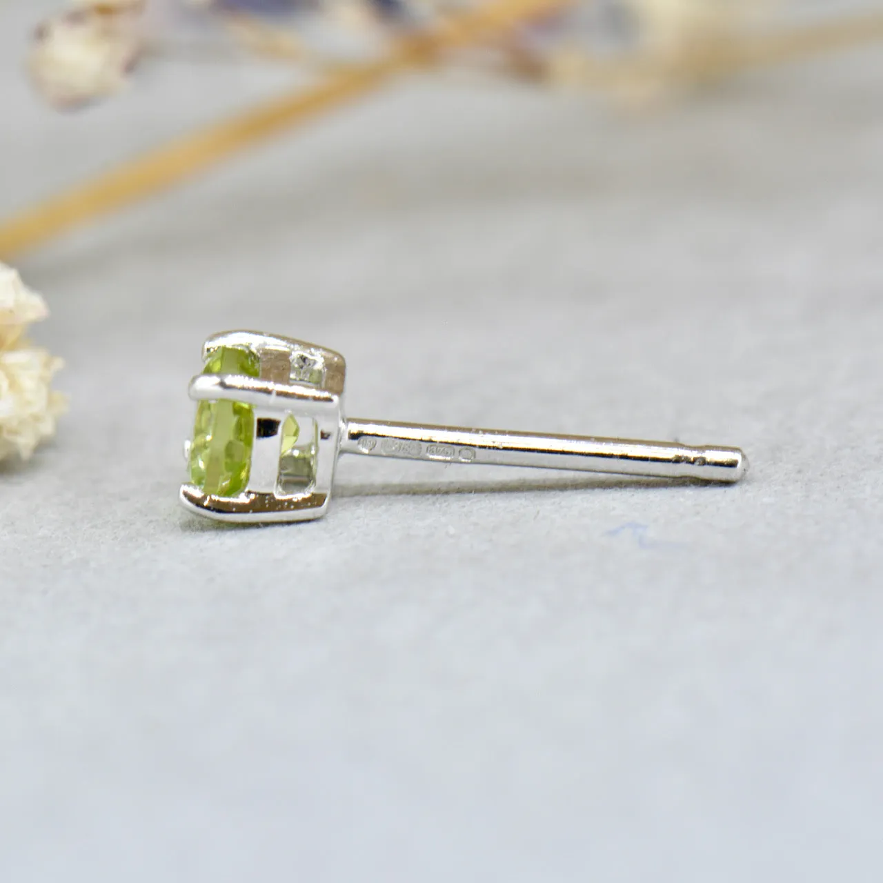 9CT White Gold Brilliant Cut Peridot Minimalist Stud Earrings (0.36ct)