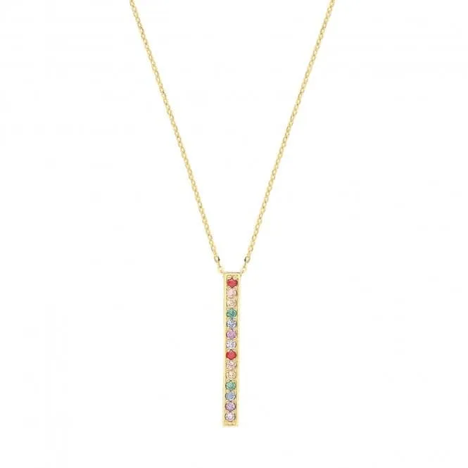 9ct Yellow Gold Rainbow Bar Charm Necklet NK420