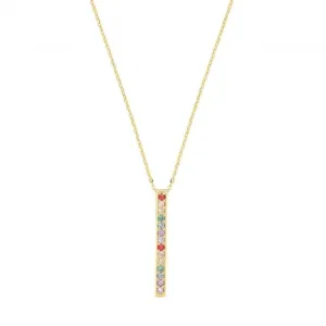 9ct Yellow Gold Rainbow Bar Charm Necklet NK420