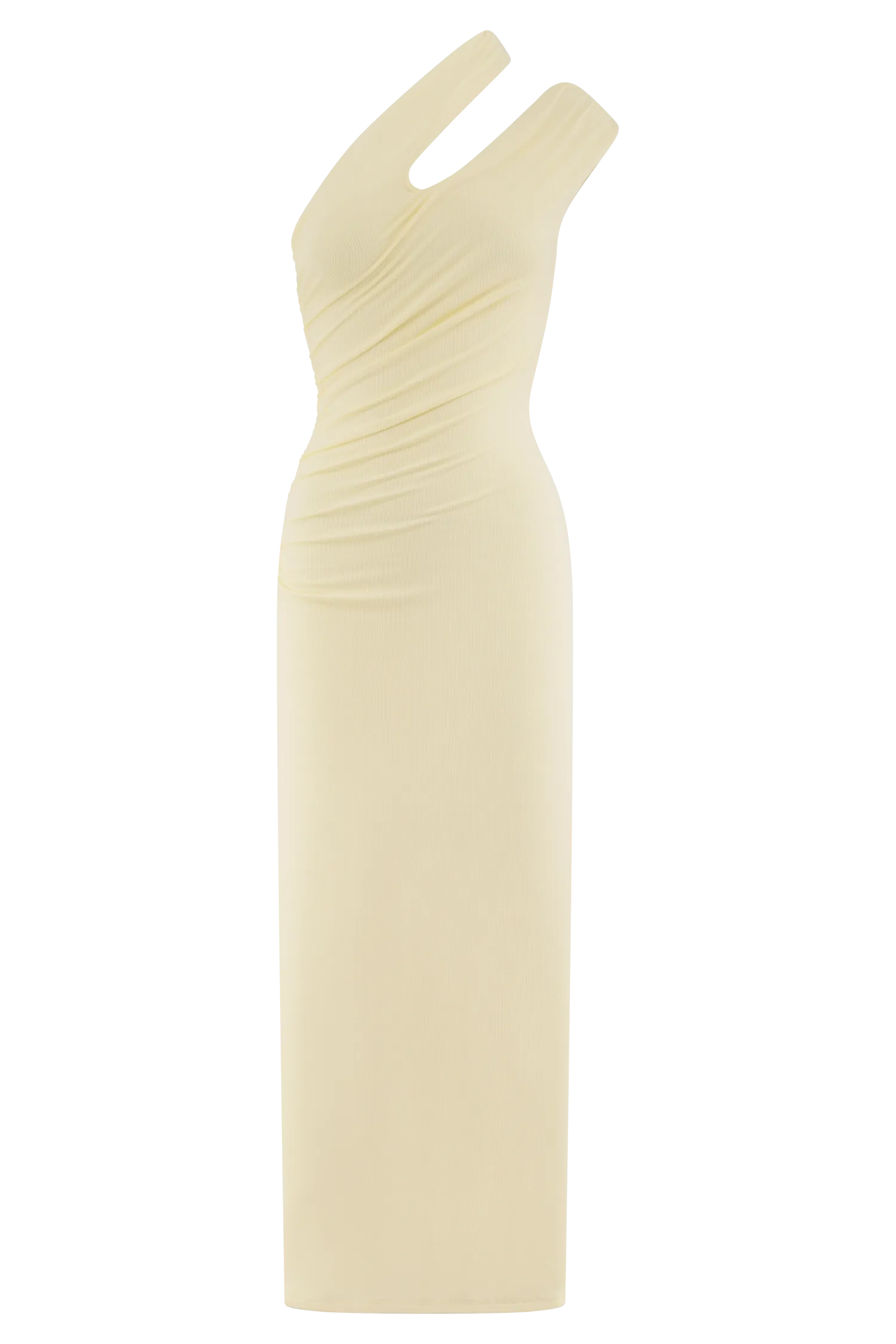 Anastasia One Shoulder Modal Midi Dress - Pale Lemon