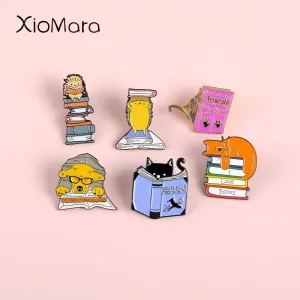 Animals And Books Enamel Pins