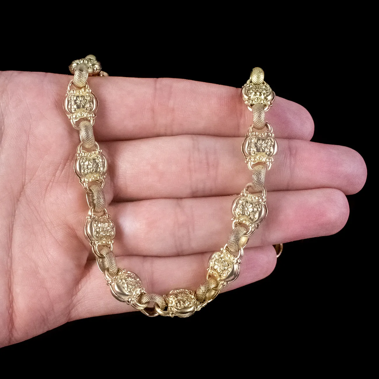 Antique Georgian Floral Necklace Pinchbeck 18ct Gold Gilt