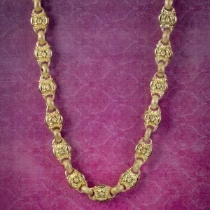 Antique Georgian Floral Necklace Pinchbeck 18ct Gold Gilt