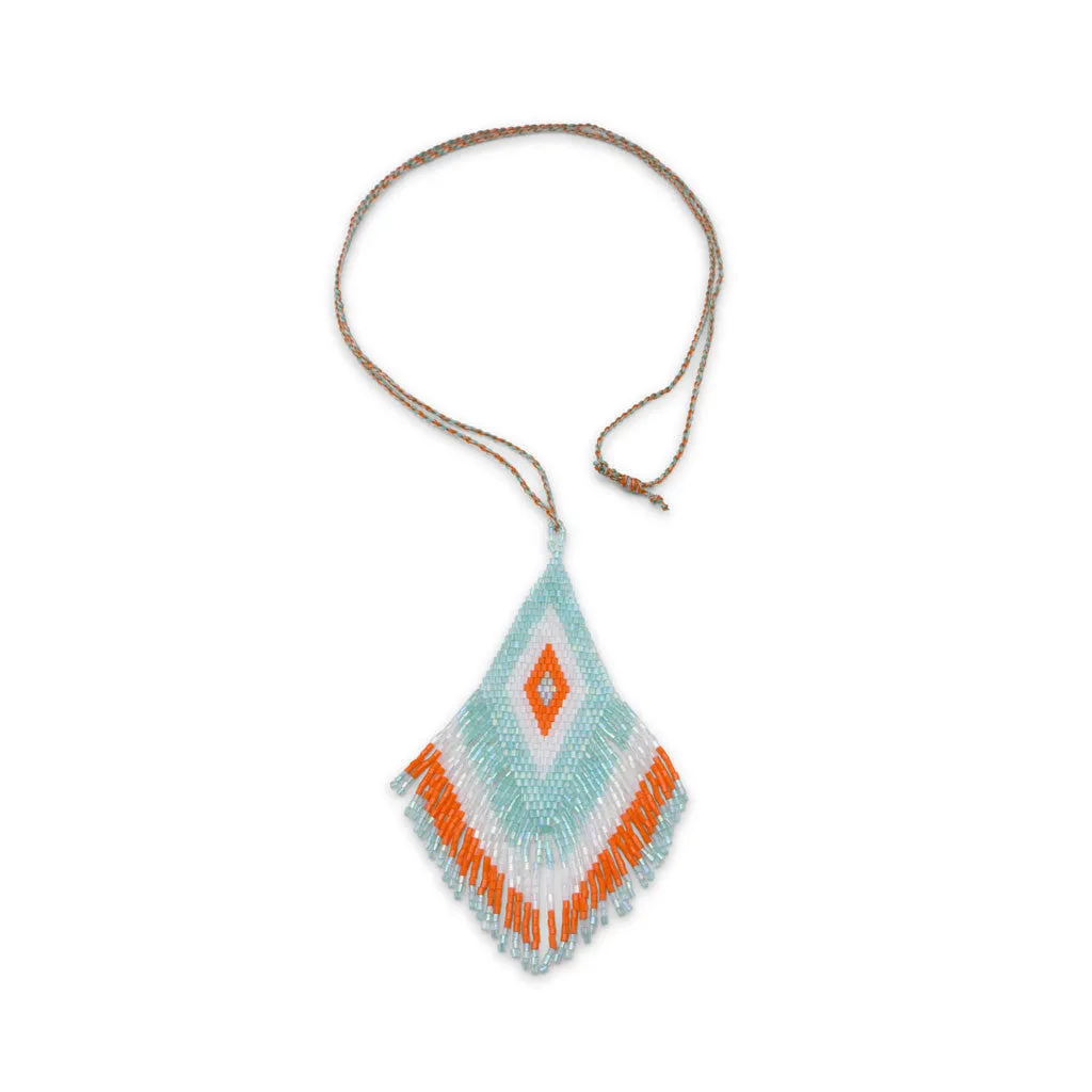 Aqua, White & Orange Java Necklace