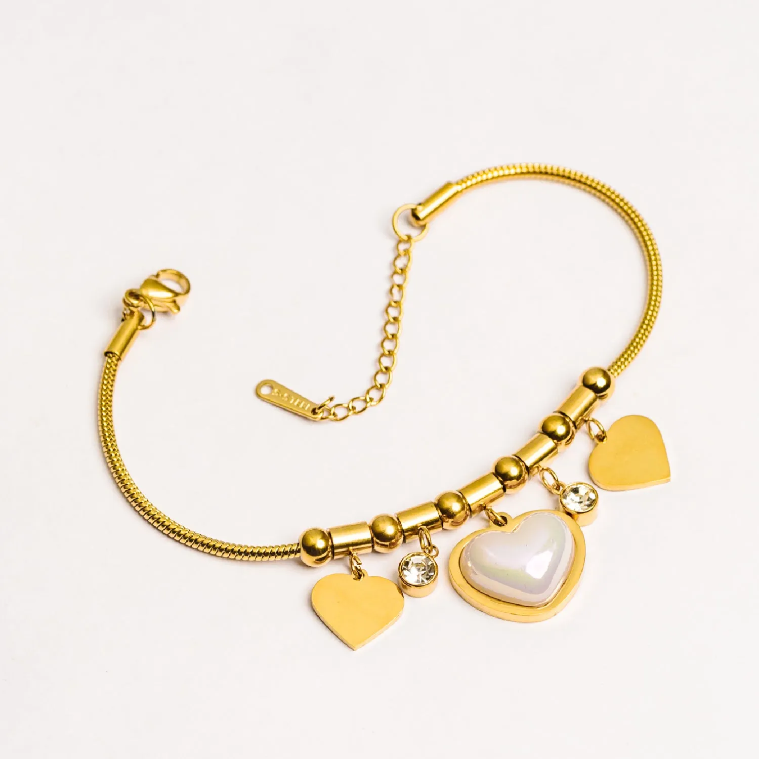 Artklim Gold Plated Hearts Charms Bracelet