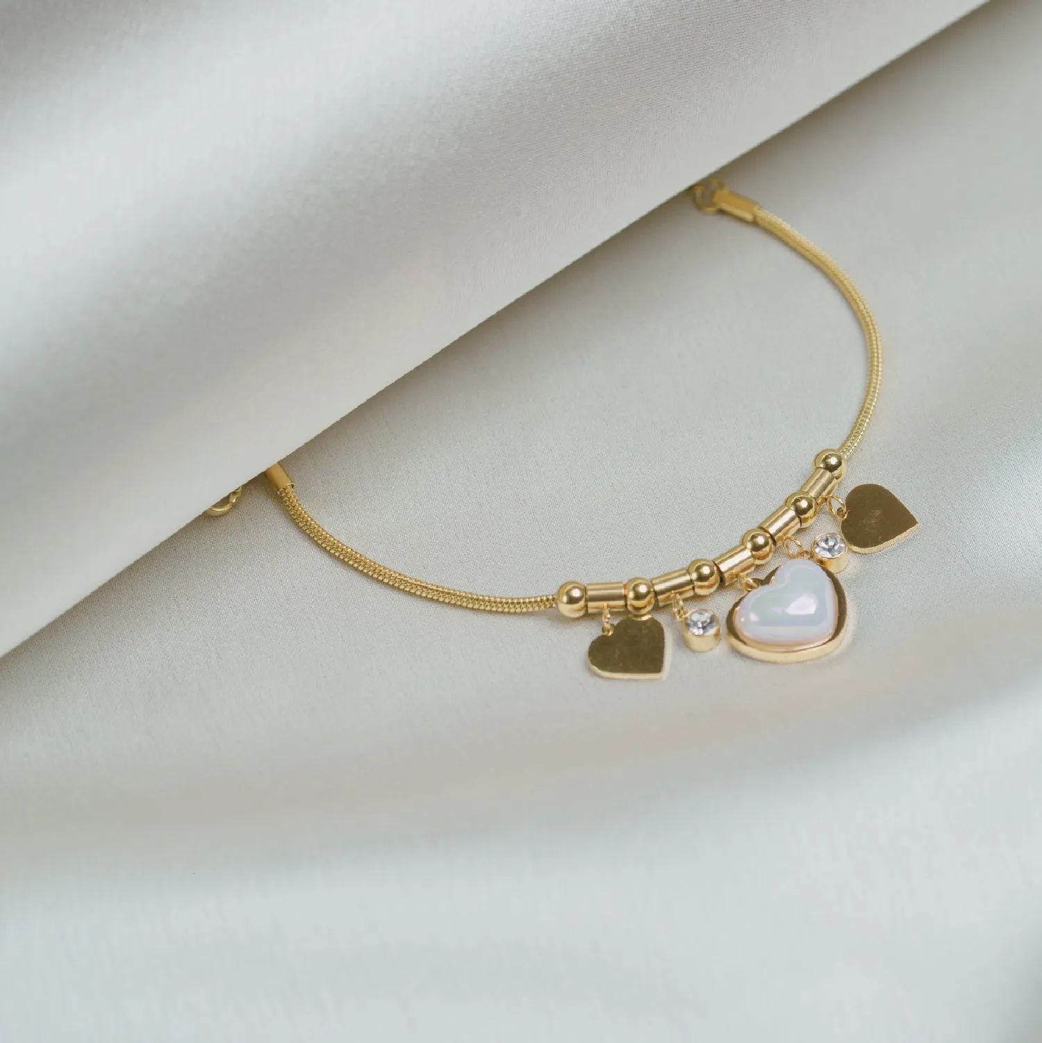 Artklim Gold Plated Hearts Charms Bracelet