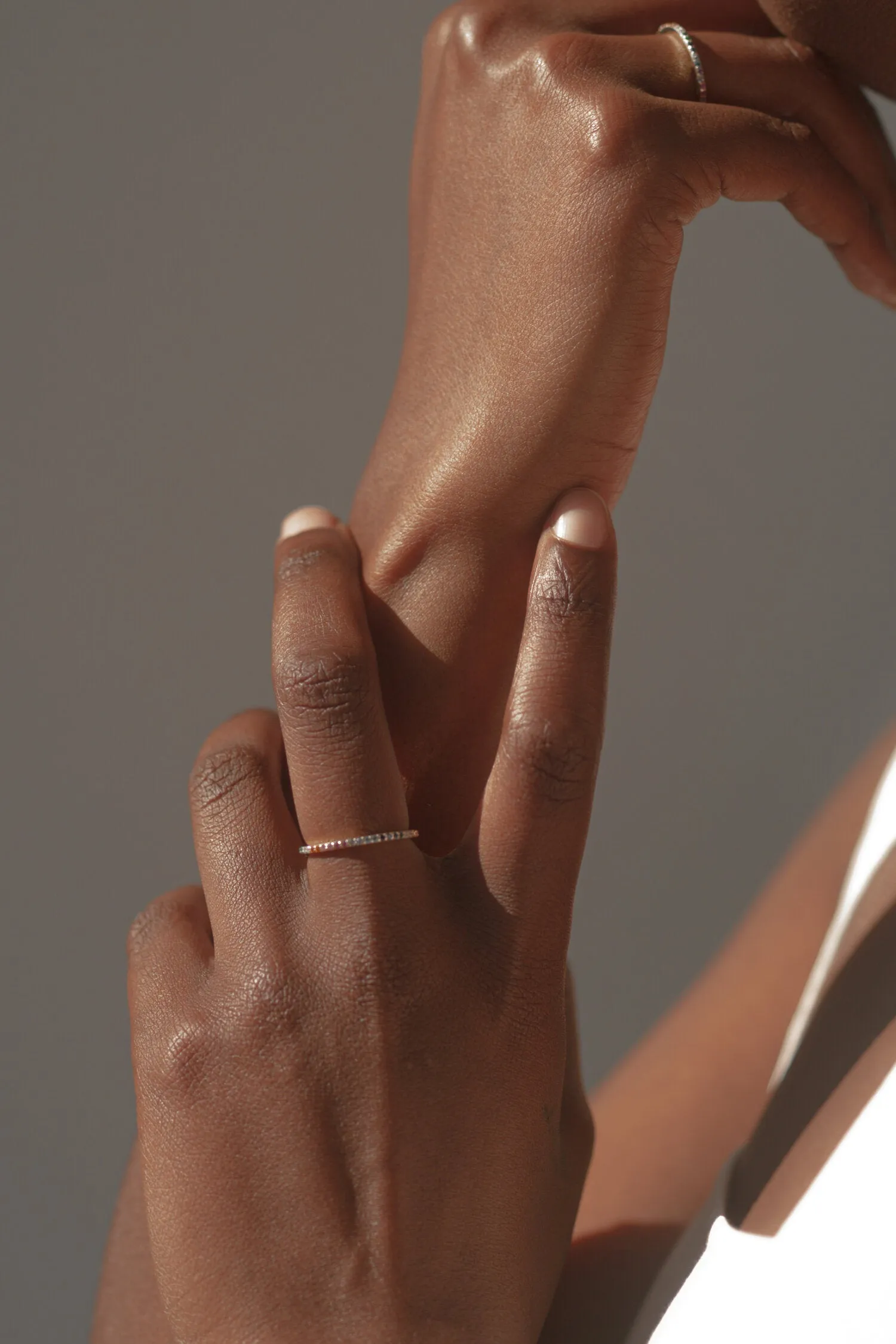 Asha Thin Gold Ring with Rainbow CZ Stones