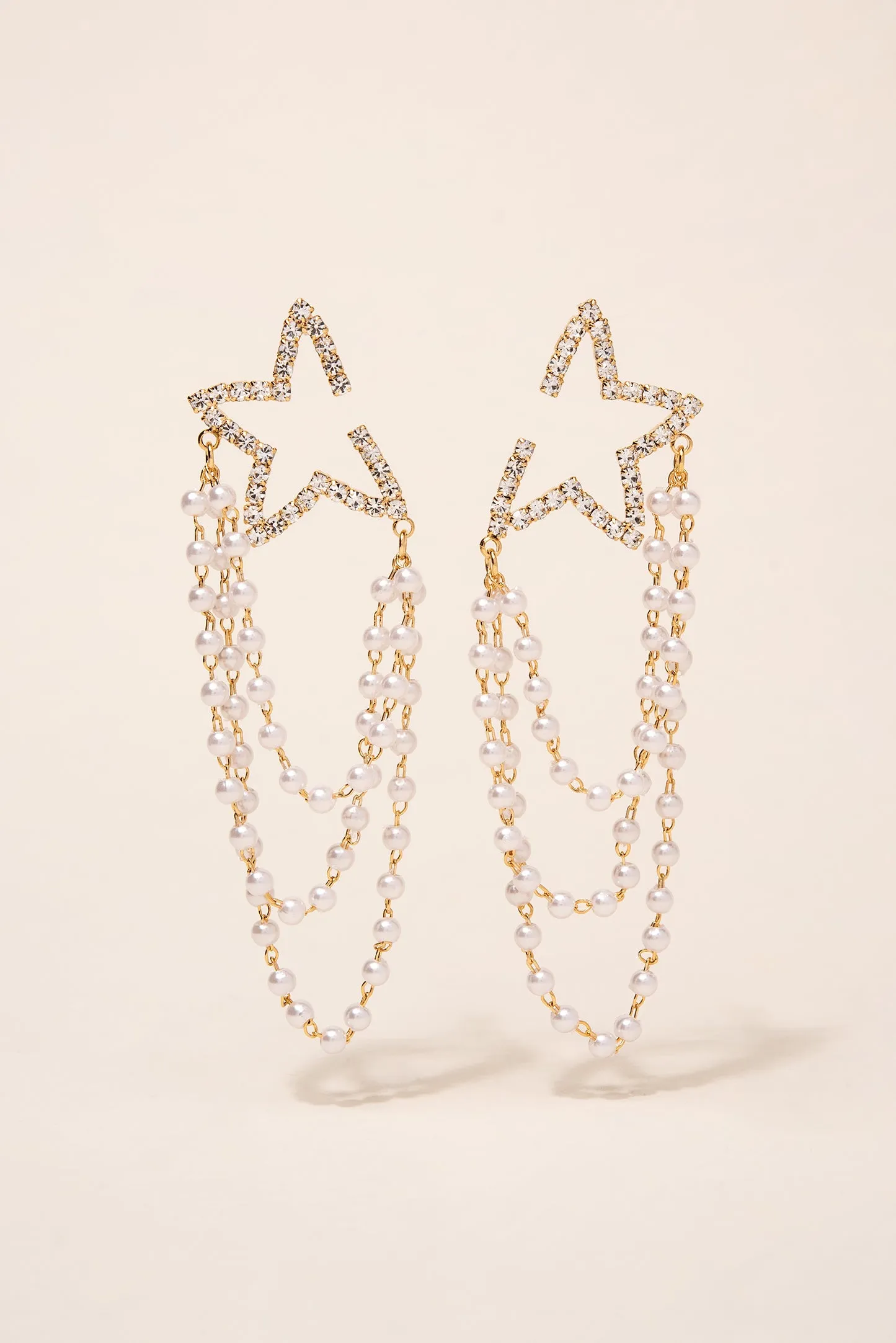 Astra Pearl Draped Star Earrings